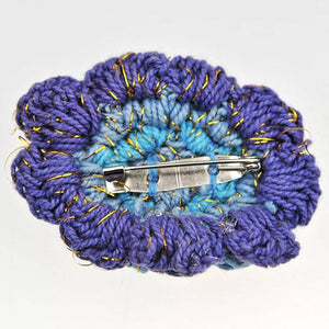 Fair Trade Crocheted Flower Brooch - Blue