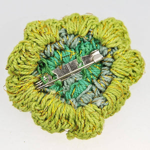 Fair Trade Crocheted Flower Brooch - Green