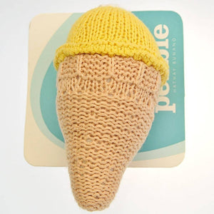 Fair Trade Crocheted Ice Cream Cone Rattle - Vanilla