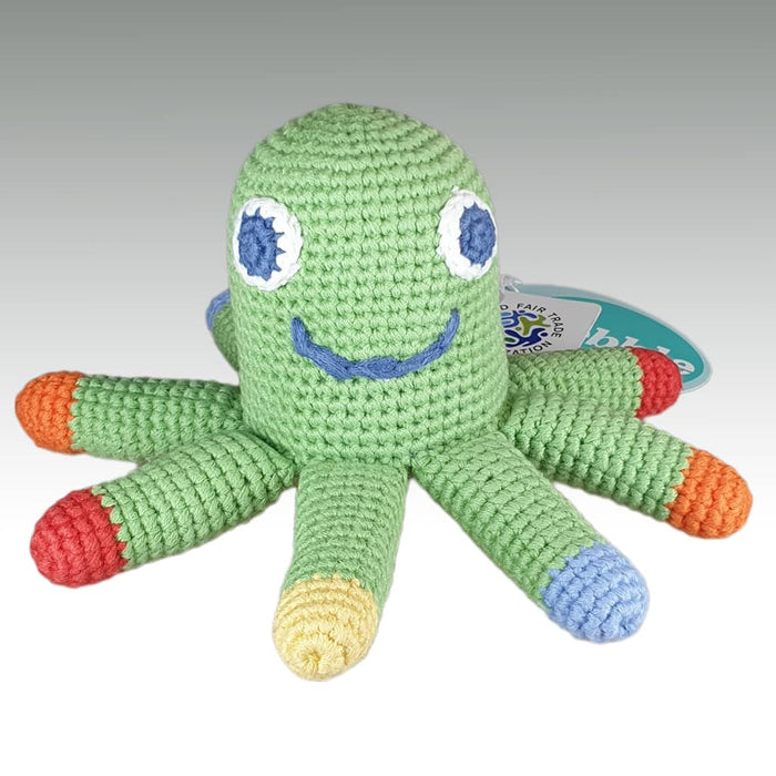 Fair Trade Crocheted Octopus Rattle - Apple Green