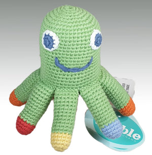 Fair Trade Crocheted Octopus Rattle - Apple Green
