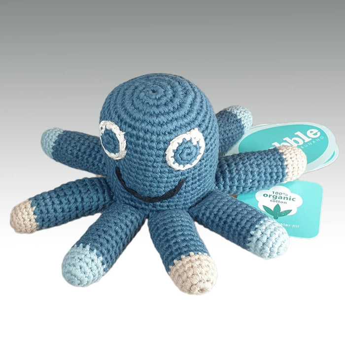 Fair Trade Crocheted Octopus Rattle - Blue (Organic)
