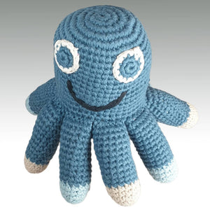 Fair Trade Crocheted Octopus Rattle - Blue (Organic)