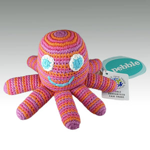 Fair Trade 'Pebblechild' Crocheted Octopus Rattle - Hot Pink
