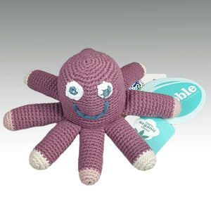 Fair Trade Crocheted Octopus Rattle - Purple (Organic)