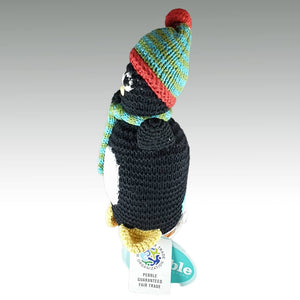 Fair Trade Crocheted Penguin Rattle with Knitted Scarf