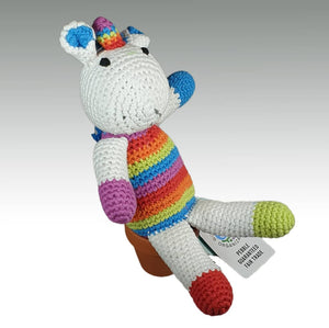 Fair Trade Crocheted Rainbow Unicorn Rattle (Small)