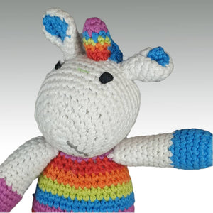 Fair Trade Crocheted Rainbow Unicorn Rattle (Small)