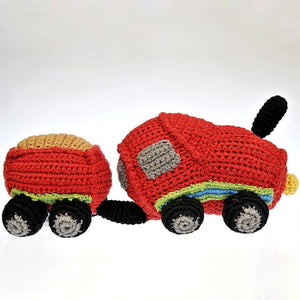 Fair Trade Crocheted Red Train Rattle - Engine & Carriage