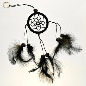 Fair Trade Dreamcatcher with Feathers & Beads - Small, Black
