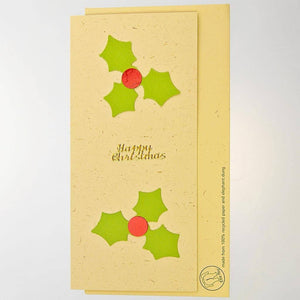 Fair Trade 'Ellie Poo' Christmas Card - 2 Holly Sprigs