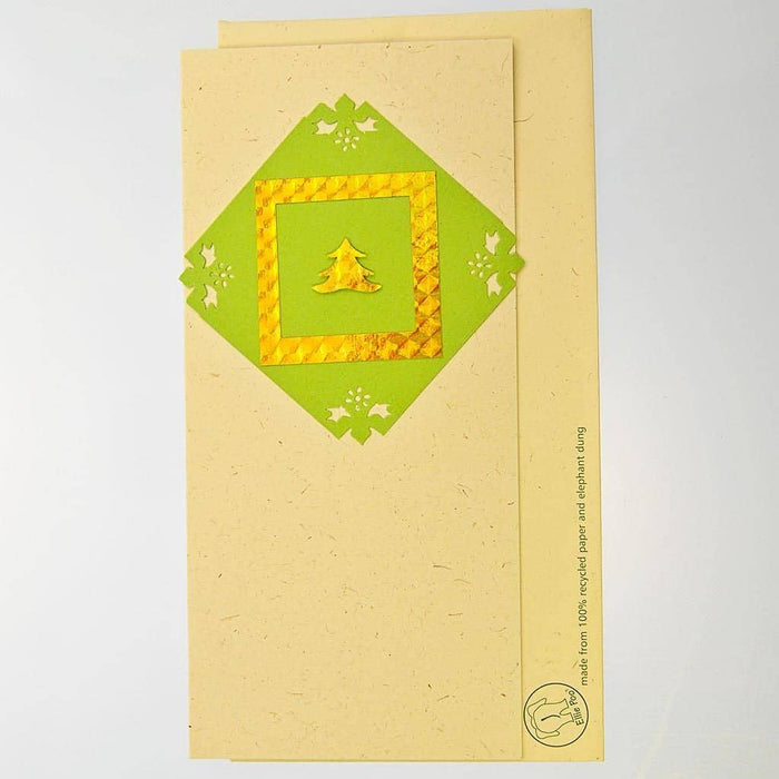 Fair Trade 'Ellie Poo' Christmas Card - Gold Tree Detail (WSL)