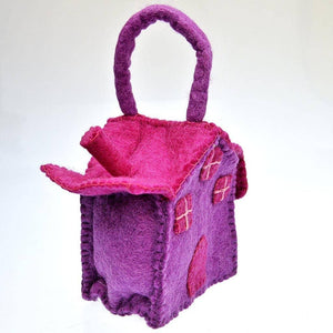 Fair Trade Funky Felt House Handbag - Pink/Pink