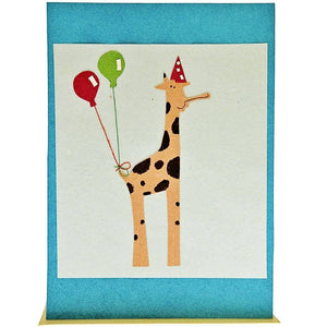 Fair Trade Greetings Card - 'Party Giraffe'