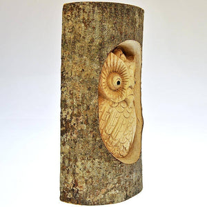 Fair Trade Half-Log Sculpture - Owl