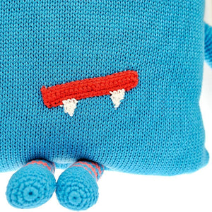 Fair Trade Hand Knitted Cushion - Blue Monster