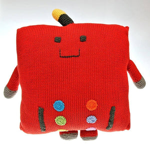 Fair Trade Hand Knitted Cushion - Red Robot