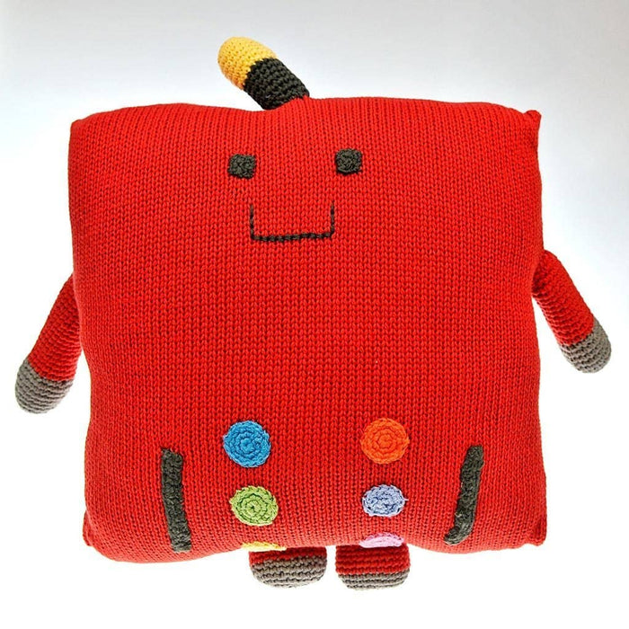 Fair Trade Hand Knitted Cushion - Red Robot (WSL)