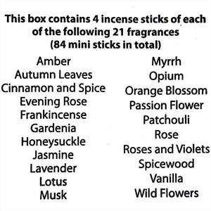 Fair Trade Hand Made Incense Gift Box - 84 Mini Sticks