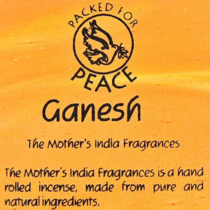 Fair Trade Hand Made 'India' Incense - 12 Mini Sticks- Ganesh