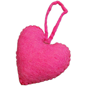 Fair Trade Hanging Felt Love Heart - Pink