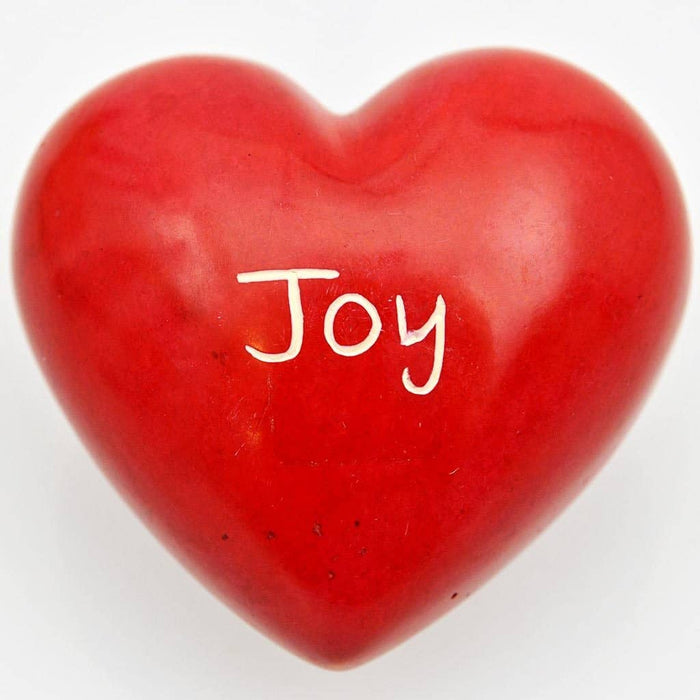 Fair Trade Large Soapstone Pebble - Red Heart, 'Joy' (WSL)