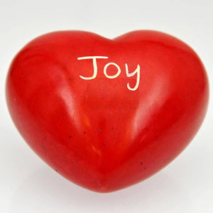 Fair Trade Large Soapstone Pebble - Red Heart, 'Joy'