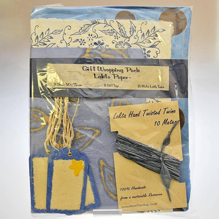 Fair Trade Lokta Gift Wrap Pack - Blues (WSL)