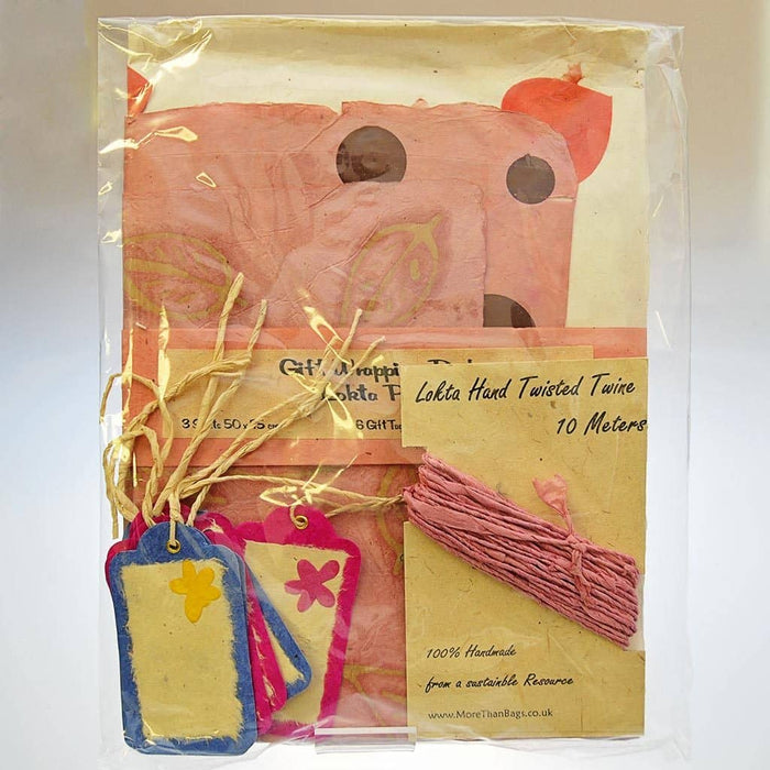 Fair Trade Lokta Gift Wrap Pack - Pinks (WSL)