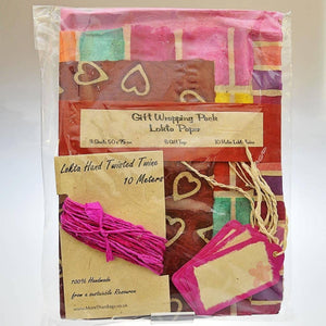 Fair Trade Lokta Gift Wrap Pack - Pinks