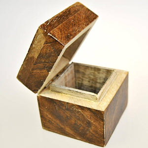 Fair Trade Mango Wood Box with Engraved Hearts on Lid