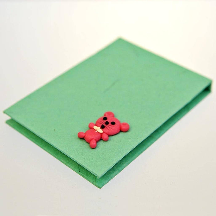 Fair Trade Mini Notebook with Cute Animal - Mint Green (WSL)