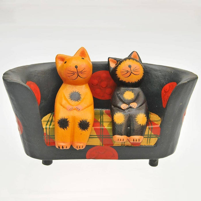 Fair Trade Model - Two Cats on a Round Tartan Sofa