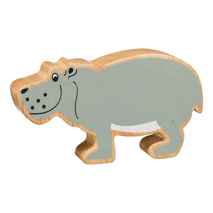 Fair Trade Painted Natural Wooden Grey Hippopotamus