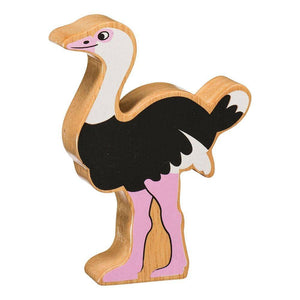 Fair Trade Painted Natural Wooden Black & White Ostrich