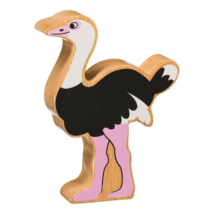 Fair Trade Painted Natural Wooden Black & White Ostrich