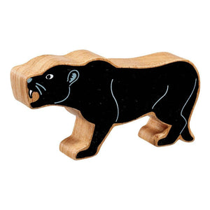 Fair Trade Painted Natural Wooden Black Panther