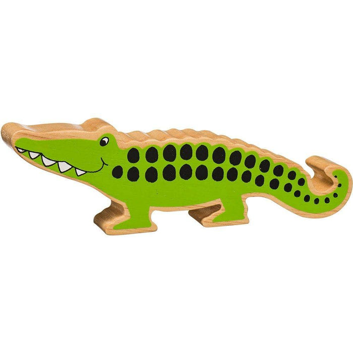 Fair Trade Painted Natural Wooden Green Crocodile