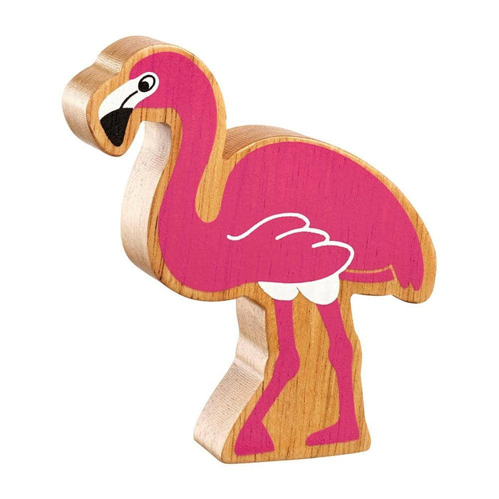 Fair Trade Painted Natural Wooden Pink Flamingo