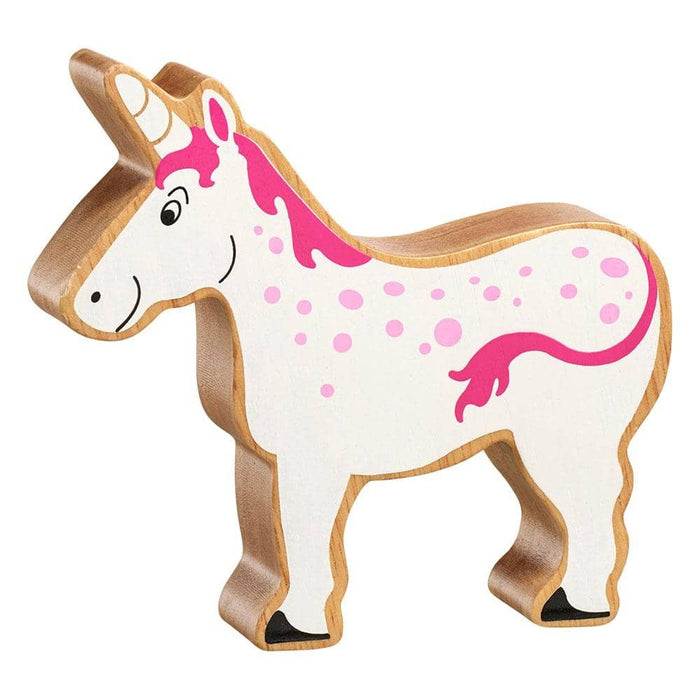 Fair Trade Painted Natural Wooden White & Pink Unicorn