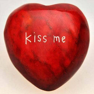 Fair Trade Palewa Pebble - Red Heart, 'Kiss Me'