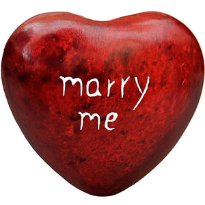 Fair Trade Palewa Pebble - Red Heart, 'Marry Me'