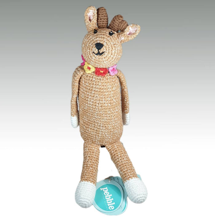 Fair Trade 'Pebblechild' Crocheted Cotton Deer Rattle