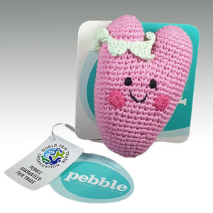 Fair Trade 'Pebblechild' Crocheted Heart Rattle - Pink