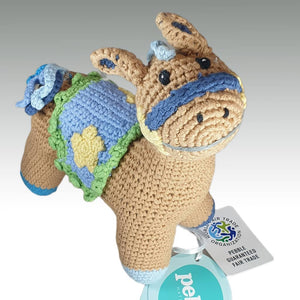 Fair Trade 'Pebblechild' Crocheted Horse Rattle - Blue