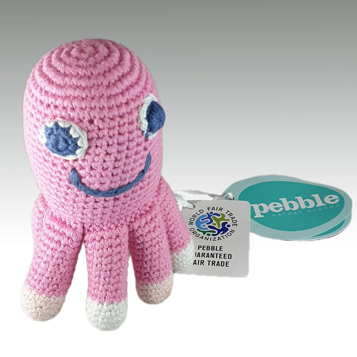 Fair Trade 'Pebblechild' Crocheted Octopus Rattle - Mid Pink