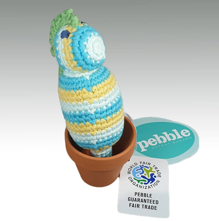 Fair Trade 'Pebblechild' Crocheted Sea Horse Rattle - Blue
