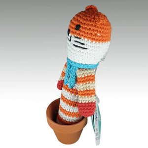 Fair Trade 'Pebblechild' Crocheted Stick Rattle - Fox