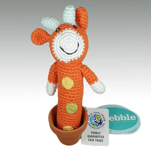 Fair Trade 'Pebblechild' Crocheted Stick Rattle - Giraffe