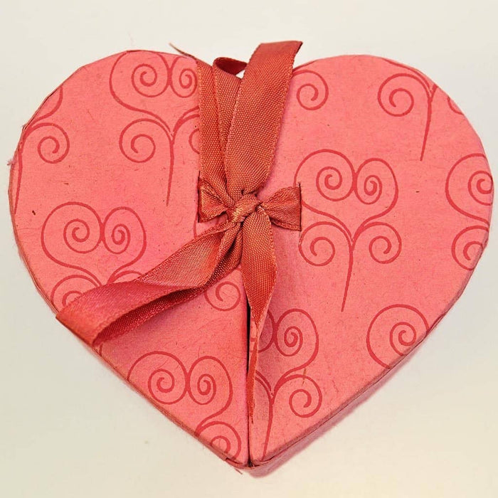 Fair Trade Pink Paper Heart Box Tied with a Bow (WSL)